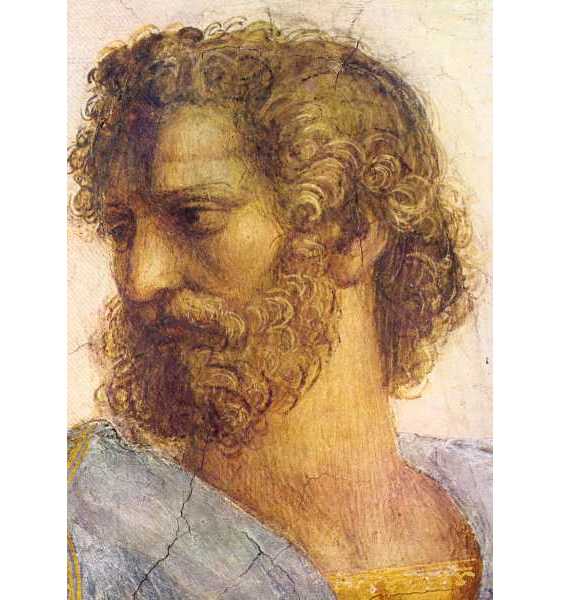 Painting of Aristotle in The School of Athens by Raphael. Represents man and human nature.